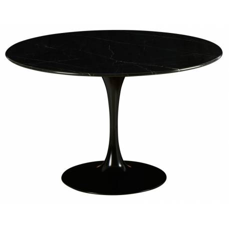 Table de Repas Marbella Athezza Table Ronde Séjour Salle à Manger en Marbre et Métal Blanc 75x120x120cm