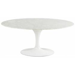 Table de Repas Marbella Athezza Table Ovale Séjour Salle à Manger en Marbre et Métal Blanc 75x120x180cm
