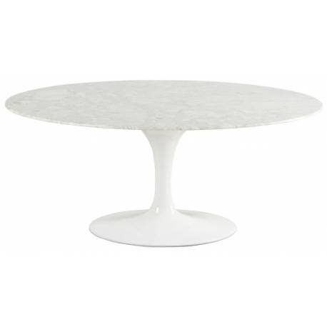 Table de Repas Marbella Athezza Table Ovale Séjour Salle à Manger en Marbre et Métal Blanc 75x120x180cm