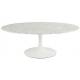 Table Basse Marbella Athezza Table Ovale Table d'Appoint en Marbre et Métal Blanc 40x70x120cm