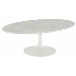 Table Basse Marbella Athezza Table Ovale Table d'Appoint en Marbre et Métal Blanc 40x70x120cm