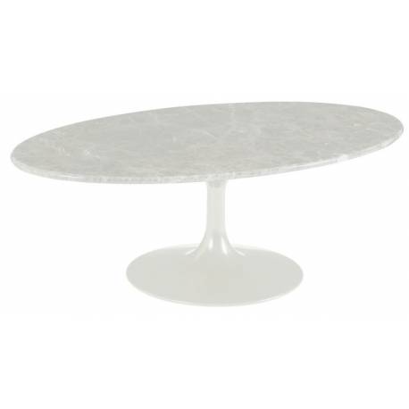 Table Basse Marbella Athezza Table Ovale Table d'Appoint en Marbre et Métal Blanc 40x70x120cm