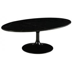 Table Basse Marbella Athezza Table Ovale Table d'Appoint en Marbre et Métal Noir 40x70x120cm