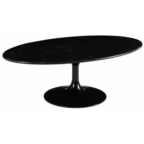 Table Basse Marbella Athezza Table Ovale Table d'Appoint en Marbre et Métal Noir 40x70x120cm