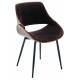 Chaise Mannix Signature Assise de Table Tendance Siège en Velours Marron, Noyer Naturel et Métal Noir 45x46x77cm