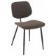 Lot de 2 Chaises Olympia Signature Assises de Table Sièges en Noyer Couleur Naturelle, Métal Noir et Tissu Gris 45x46x77cm