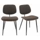 Lot de 2 Chaises Olympia Signature Assises de Table Sièges en Noyer Couleur Naturelle, Métal Noir et Tissu Gris 45x46x77cm