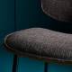 Lot de 2 Chaises Olympia Signature Assises de Table Sièges en Noyer Couleur Naturelle, Métal Noir et Tissu Gris 45x46x77cm