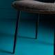 Lot de 2 Chaises Olympia Signature Assises de Table Sièges en Noyer Couleur Naturelle, Métal Noir et Tissu Gris 45x46x77cm