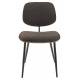Lot de 2 Chaises Olympia Signature Assises de Table Sièges en Noyer Couleur Naturelle, Métal Noir et Tissu Gris 45x46x77cm