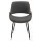 Chaise Mannix Signature Assise de Table Tendance Siège en Tissu Gris, Noyer Naturel et Métal Noir 45x46x77cm