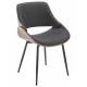 Chaise Mannix Signature Assise de Table Tendance Siège en Tissu Gris, Noyer Naturel et Métal Noir 45x46x77cm