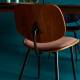 Lot de 2 Chaises Olympia Signature Assises de Table Sièges en Noyer Couleur Naturelle, Métal Noir et Velours Marron 45x46x77cm