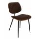 Lot de 2 Chaises Olympia Signature Assises de Table Sièges en Noyer Couleur Naturelle, Métal Noir et Velours Marron 45x46x77cm
