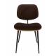 Lot de 2 Chaises Olympia Signature Assises de Table Sièges en Noyer Couleur Naturelle, Métal Noir et Velours Marron 45x46x77cm