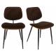 Lot de 2 Chaises Olympia Signature Assises de Table Sièges en Noyer Couleur Naturelle, Métal Noir et Velours Marron 45x46x77cm