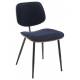 Lot de 2 Chaises Olympia Signature Assises de Table Sièges en Noyer Couleur Naturelle, Métal Noir et Velours Bleu 45x46x77cm