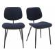 Lot de 2 Chaises Olympia Signature Assises de Table Sièges en Noyer Couleur Naturelle, Métal Noir et Velours Bleu 45x46x77cm