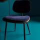 Lot de 2 Chaises Olympia Signature Assises de Table Sièges en Noyer Couleur Naturelle, Métal Noir et Velours Bleu 45x46x77cm