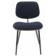 Lot de 2 Chaises Olympia Signature Assises de Table Sièges en Noyer Couleur Naturelle, Métal Noir et Velours Bleu 45x46x77cm