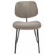 Lot de 2 Chaises Olympia Signature Assises de Table Sièges en Noyer Couleur Naturelle, Métal Noir et Velours Gris 45x46x77cm