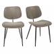 Lot de 2 Chaises Olympia Signature Assises de Table Sièges en Noyer Couleur Naturelle, Métal Noir et Velours Gris 45x46x77cm