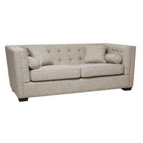 Canapé Roma 3 Places Signature Sofa Design Assise de Salon en Tissu Tramé Gris 76x94x206cm
