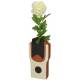Vase Mix Décoration à Poser Design Pot de Fleurs Tendance en Terre Cuite Orange, Blanc et Noir 8x13x25cm