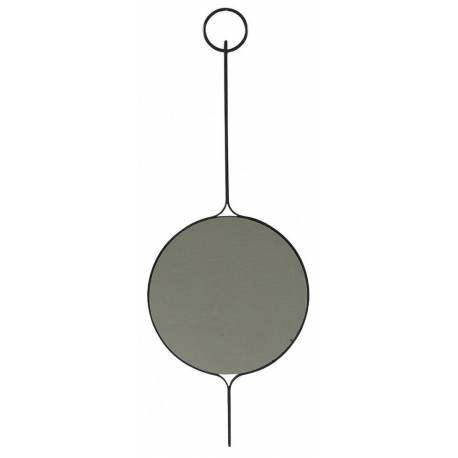 Miroir Anneaux Simple Sunko Athezza Glace Ronde à Suspendre en Métal Noir 1,8x27x73,5cm