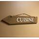 Plaque Murale "Cuisine" Athezza Décoration à Suspendre Ecriteau en Bois Jaune et Corde Naturelle 2x14,5x52cm