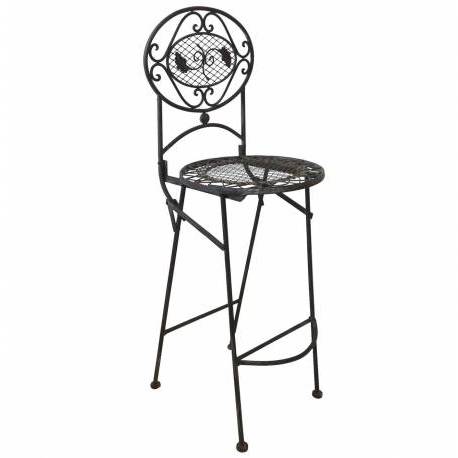 Chaise Haute Pliante Fauteuil de Bar Pliable ou pour Ilot Central en Fer Forgé Marron 67x72x115cm