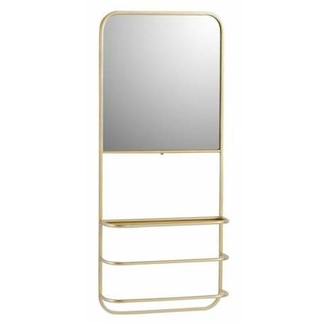 Miroir Etagère Murale Jersey Athezza 1 Plateau Rangement à Suspendre en Métal Doré 12x40x94cm