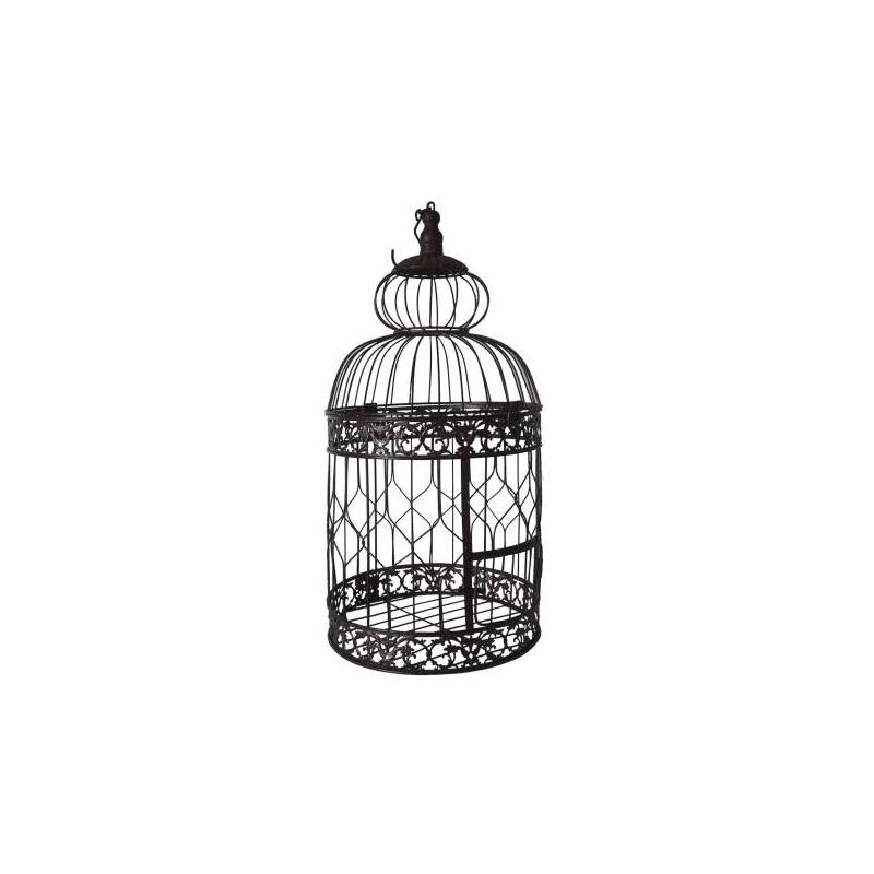 Petite Cage à Oiseaux de Jardin Intérieur Extérieur Carrée en Fer Patiné  Blanc 20,5x20,5x45,5cm