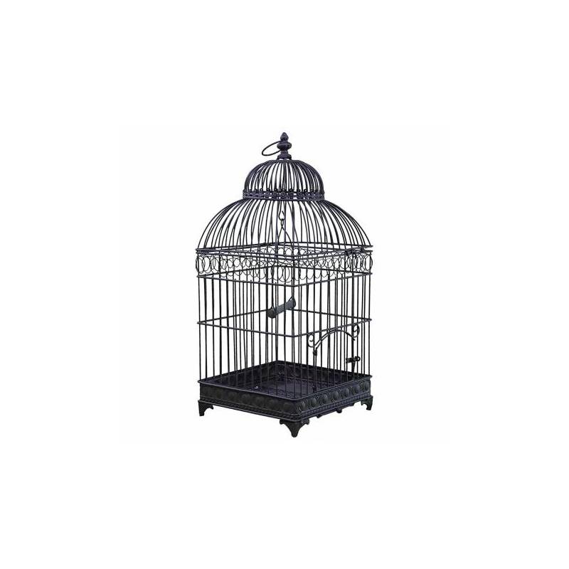 Petite Cage à Oiseaux de Jardin Intérieur Extérieur Carrée en Fer Patiné  Marron 16x16x42cm - L'Héritier du Temps