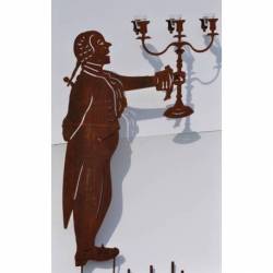 Silhouette Représentation d'Homme à Piquer avec Photophore en Acier Brut Oxydé 10x94x160cm
