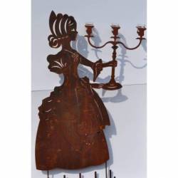 Silhouette Représentation de Femme à Piquer avec Photophore en Acier Brut Oxydé 10x94x160cm