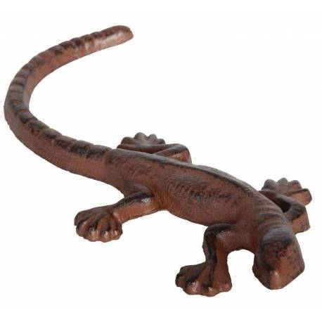 Statuette Salamandre ou Animal Décoratif à Poser en Fonte Patinée Marron 2,7x24x11cm