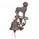 Cloche Sonnette Motif Chien Carillon Clochette de Porte Murale sur Crédence en Fonte Patinée Marron 13x14,5x25cm