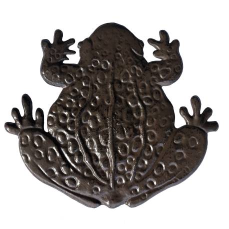 Pas Japonais Motif Grenouille Décoration de Jardin en Fonte Patinée Marron 2x29x33cm