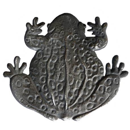 Pas Japonais Motif Grenouille Décoration de Jardin en Fonte Patinée Grise 2x29x33cm