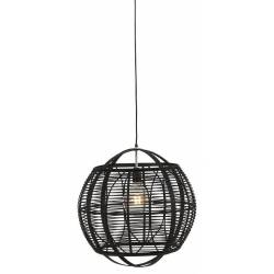 Suspension Kesia Noire Athezza Luminaire Plafonnier en Bambou Couleur Noire 49x49x49cm