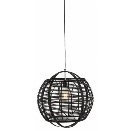 Suspension Kesia Noire Athezza Luminaire Plafonnier en Bambou Couleur Noire 49x49x49cm