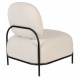 Fauteuil Polly Teddy Ecru Woody Sofa Assise Lounge Scandinave Tissu en laine Bouclée 66x71,5x77cm