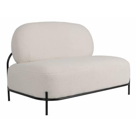 Canapé Polly Teddy Ecru Woody Sofa Fauteuil Scandi 2 places en Laine Bouclée 71,5x77x125cm