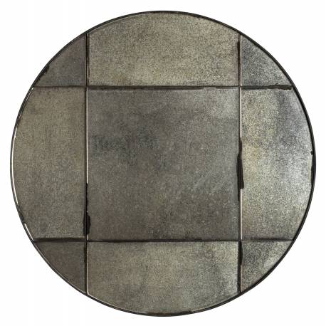 Miroir Mado S Dutchbone Décoration Glace Murale Ronde en Verre Finition Antique et Métal Noir 2x40x40cm