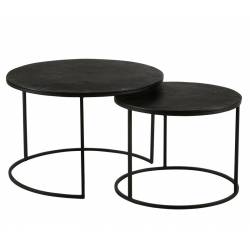 Lot de 2 Tables Basses Palma Noires Tables d'Appoint Athezza en Fonte d'Aluminium