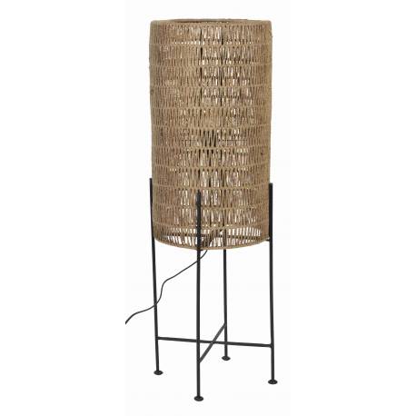 Lampadaire Kari Naturel Dutchbone Eclairage Luminaire en Corde de Jute Naturel et Métal Noir 30x30x95cm