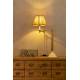 Lampe de Table Allis Dutchbone Eclairage Luminaire en Aluminium Blanc et Laitonné et Tissu Doré 18x40x64cm