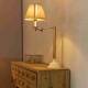 Lampe de Table Allis Dutchbone Eclairage Luminaire en Aluminium Blanc et Laitonné et Tissu Doré 18x40x64cm