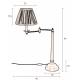 Lampe de Table Allis Dutchbone Eclairage Luminaire en Aluminium Blanc et Laitonné et Tissu Doré 18x40x64cm